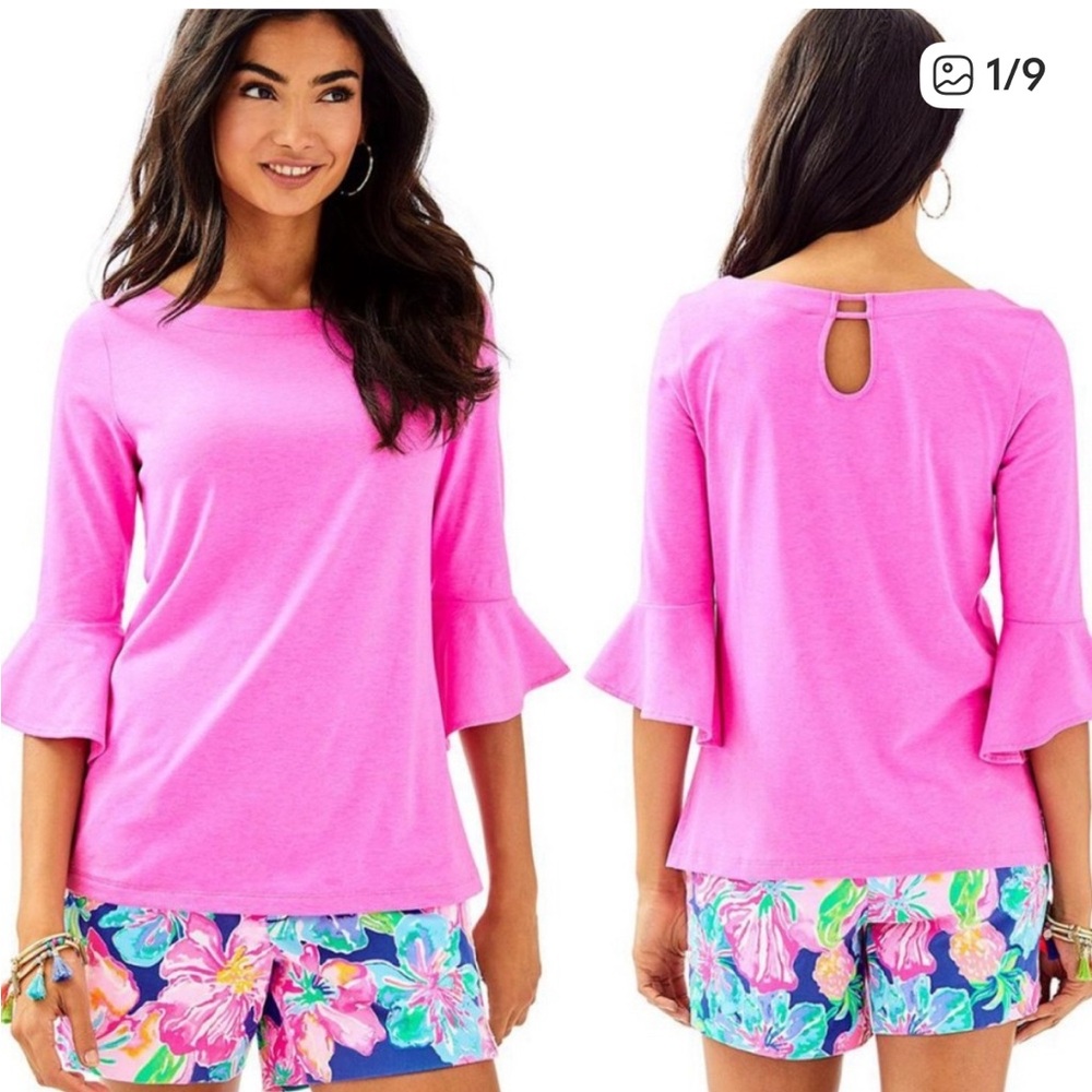 Lilly Pulitzer Bright Pink Bell Sleeve Blouse